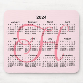 Pink Monogrammed 2023 Calendar Mouse Pad
