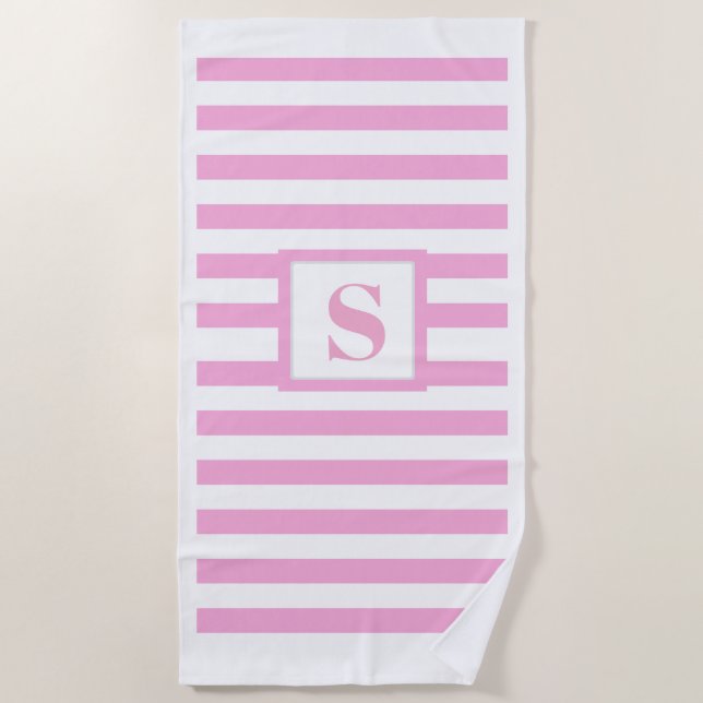 Pink Monogrammed Beach Towel  (Front)