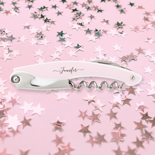 Pink Monogrammed Beer Wine Corkscrew Bottle Opener (Pink Monogrammed Beer Wine Corkscrew Bottle Opener)
