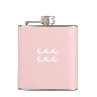Pink Monogrammed Flask - Zodiac - Aquarius