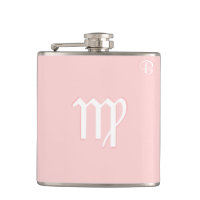 Pink Monogrammed Flask - Zodiac - Virgo