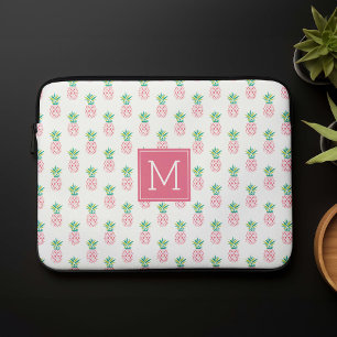 Pink Monogrammed Pineapples Pattern Laptop Sleeve