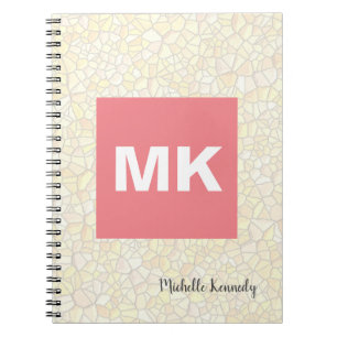 Pink Monogrammed Professional Modern Mosaic Notebook