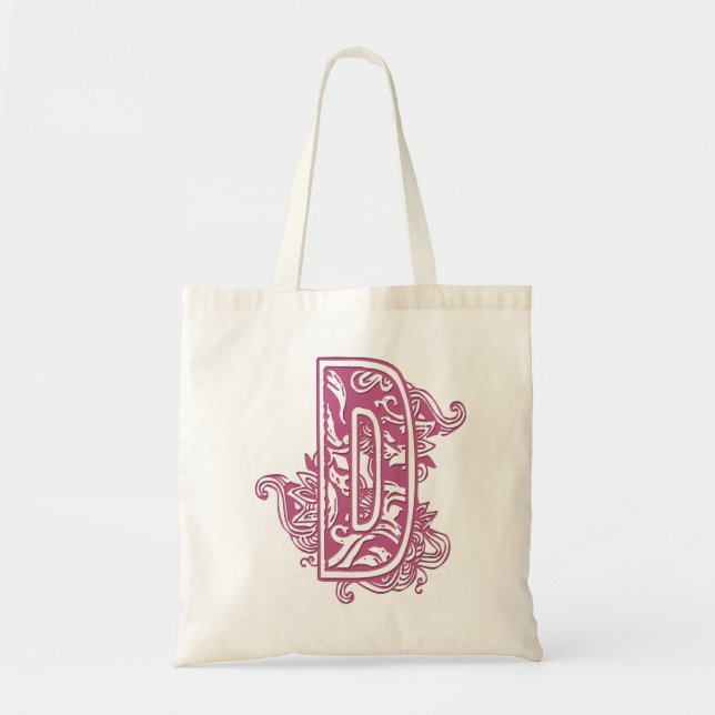 PINK MONOGRAMMED TOTE LETTER D BAG (Front)