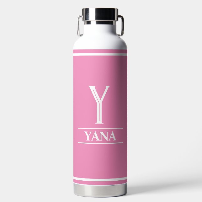 Pink Monogrammed  Water Bottle (Front)