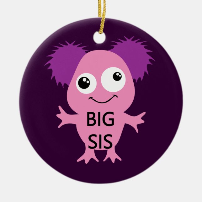 Pink Monster Big Sister Ceramic Tree Decoration (Front)