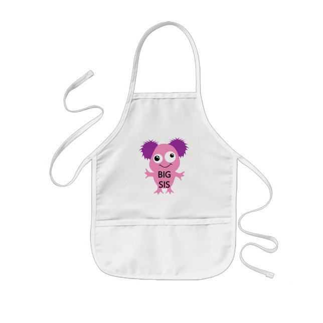 Pink Monster Big Sister Kids Apron (Front)