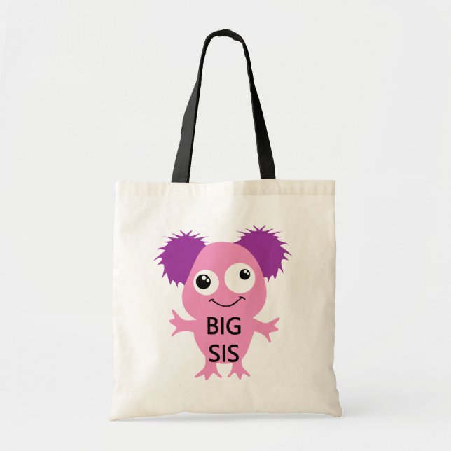 Pink Monster Big Sister Tote Bag (Front)