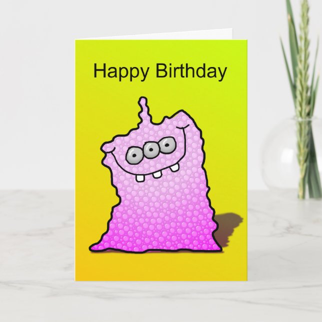 Pink Monster Cartoon   Card (Front)