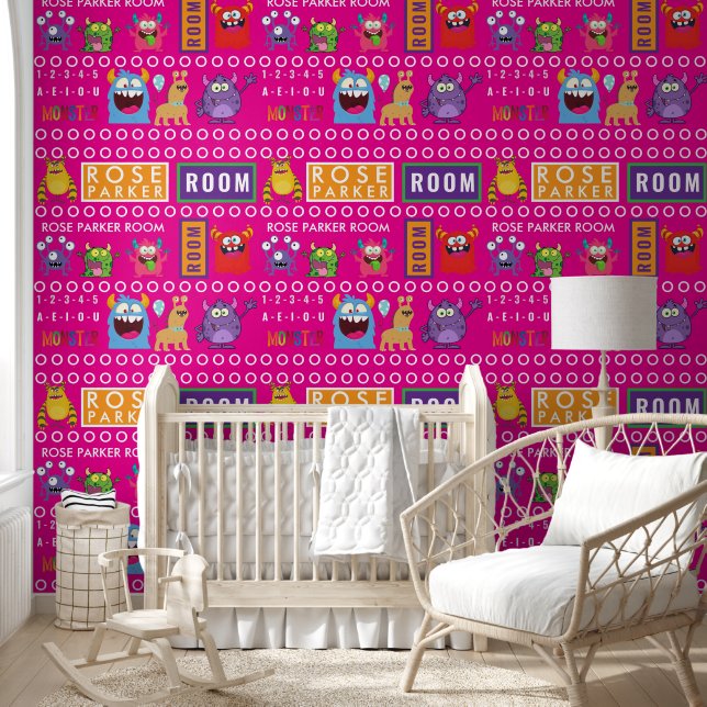 Pink Monster Kids' Rooms Child Name antistress Wallpaper (Kids)