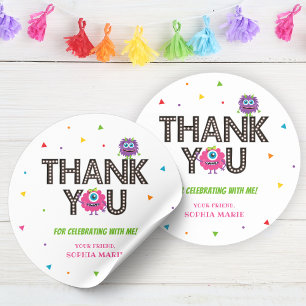 Pink Monster Thank You Sticker