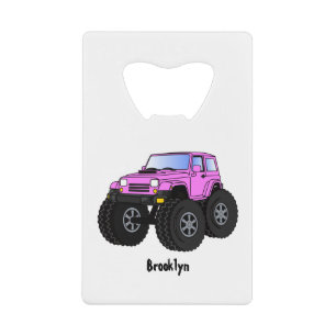 Pink monster truck cartoon illustration