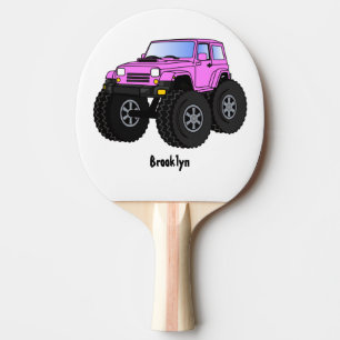 Pink monster truck cartoon illustration ping pong paddle