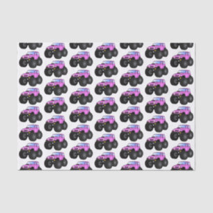 Pink monster truck cartoon illustration tissue paper