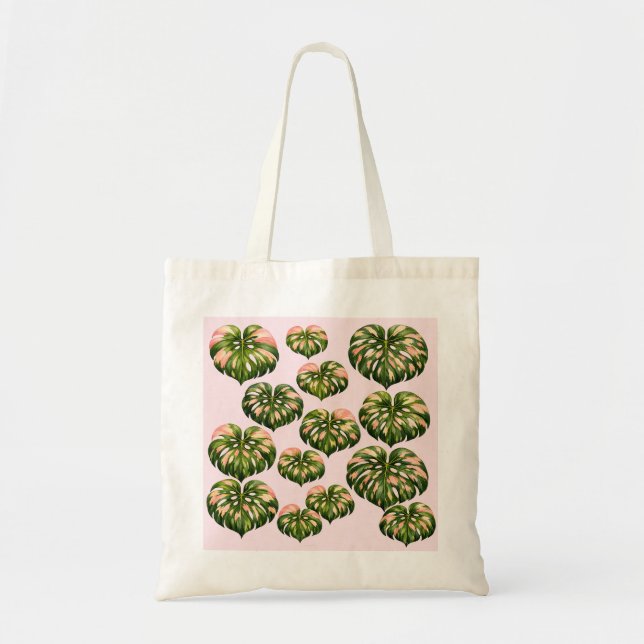 Pink Monstera Plant tote bag fun botanical (Front)