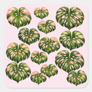 Pink Monstera Plant tote bag fun botanical Square Sticker