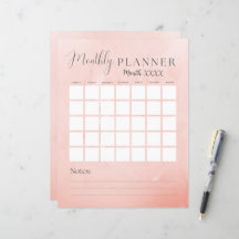 Pink Monthly Calendar and Budget