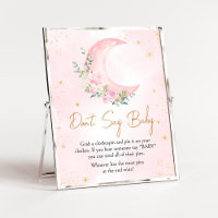 Pink Moon and Stars Baby Shower Don't Say Baby