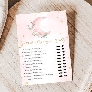 Pink Moon and Stars Baby Shower Guess Who Game