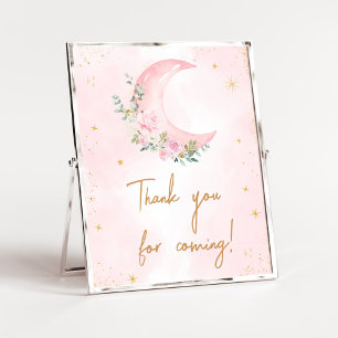 Pink Moon and Stars Baby Thank you for Coming Poster