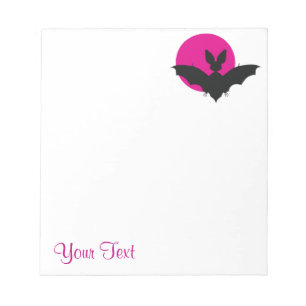 Pink Moon Bat Silhouette Gothic Art Notepad
