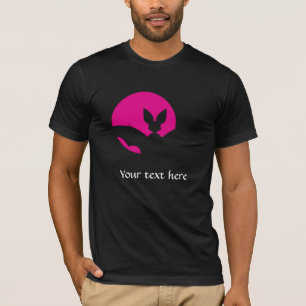 Pink Moon Bat Silhouette Gothic Art T-Shirt