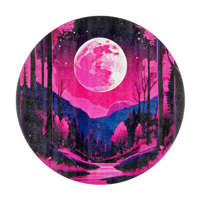 Pink Moon Fantasy Cutting Board (Front)