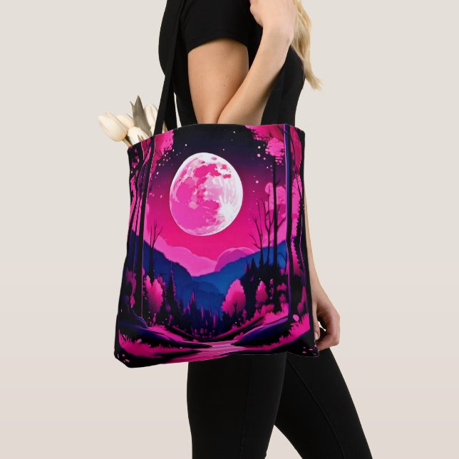 Pink Moon Fantasy Tote Bag (Close Up)
