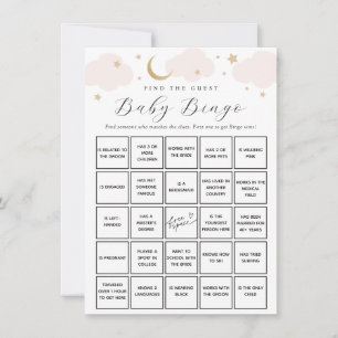 Pink Moon Find the Guest Baby Bingo Game Card