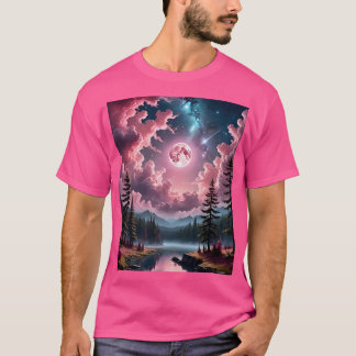 Pink Moon Forest Fantasy Sky Tee