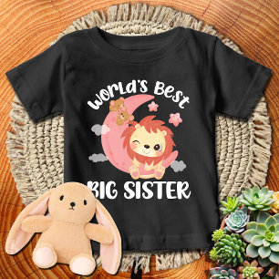 PINK Moon Lion World's Best Big Sister   WHTXT Baby T-Shirt