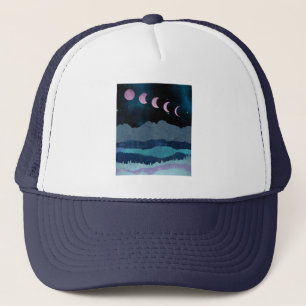 Pink Moon Phases Landscape Trucker Hat