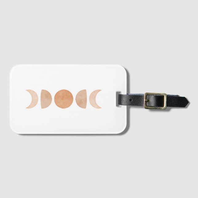 Pink Moon Phases Luggage Tag (Front Horizontal)