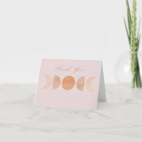 Pink Moon Phases Thank You Card