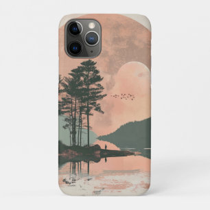Pink Moon Sage Mountain Forest Lake Landscape Case-Mate iPhone Case