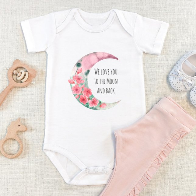 Pink Moon Spring Flower Baby Girl Baby Bodysuit (Creator Uploaded)