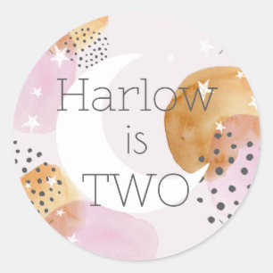 Pink Moon two the moon Classic Round Sticker
