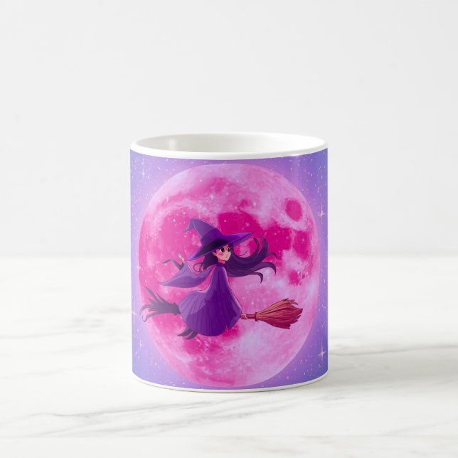 Pink Moon Witch Mug | Cute Magical Halloween Cup (Center)
