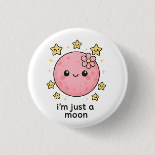 Pink Moon With a Bow 3 Cm Round Badge