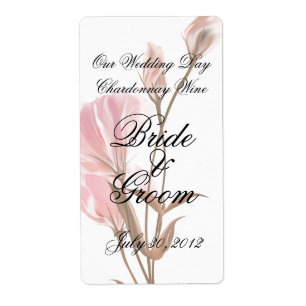 Pink MoonFlower Wedding Wine Avery Label
