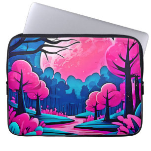 Pink Moonlit Forest Art Laptop Sleeve