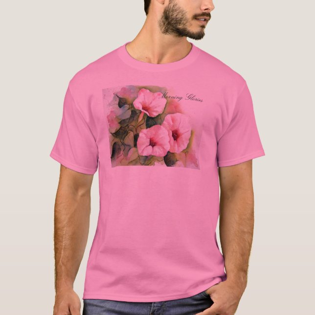 Pink Morning Glories T-Shirt (Front)