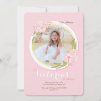 Pink Morning Glory Photo Invitation