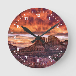 Pink Morning Glory Round Clock