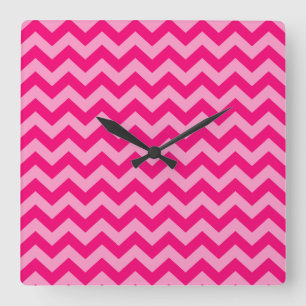 Pink Moroccan Moods Chevrons Square Wall Clock