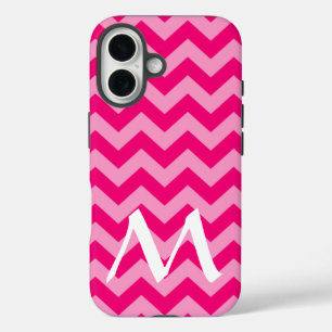 Pink Moroccan Moods Chevrons with Monogram iPhone 16 Case