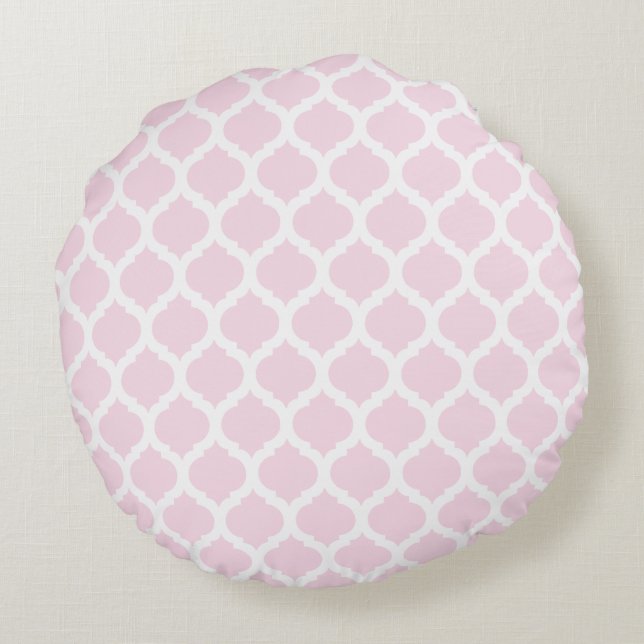 Pink Moroccan Pattern Round Pillows (Back)