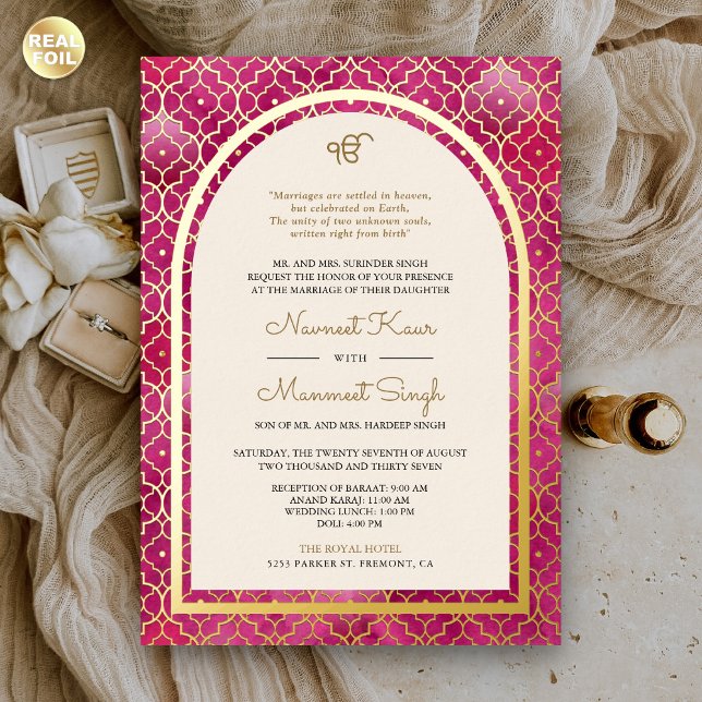 Pink Moroccan Pattern Sikh Arch Wedding Gold (Creator Uploaded)