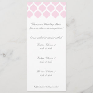 Pink Moroccan Pattern Wedding Menus