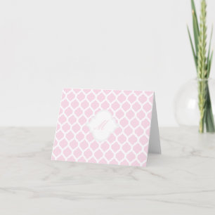 Pink Moroccan Pattern with Monogram Note Cards